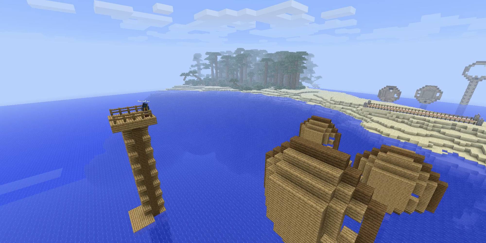 The MindCrack team built a massive island world for the players to duke it out on.