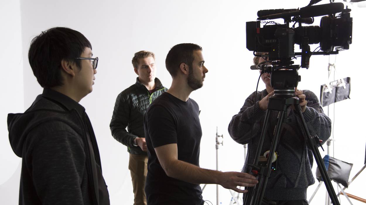 VFX Supervisor Dave McDonald reviews the frame for evenness of Green Screen.